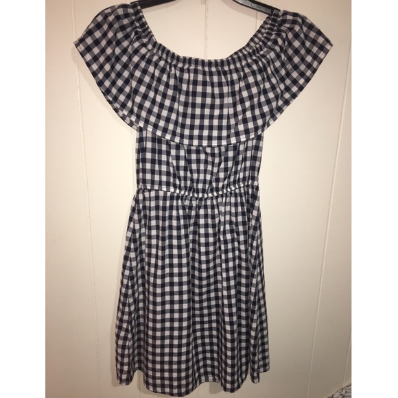 Authentic American Heritage |  Blue & White Gingham Flowy Off Shoulder Dress XS - Picture 2 of 8